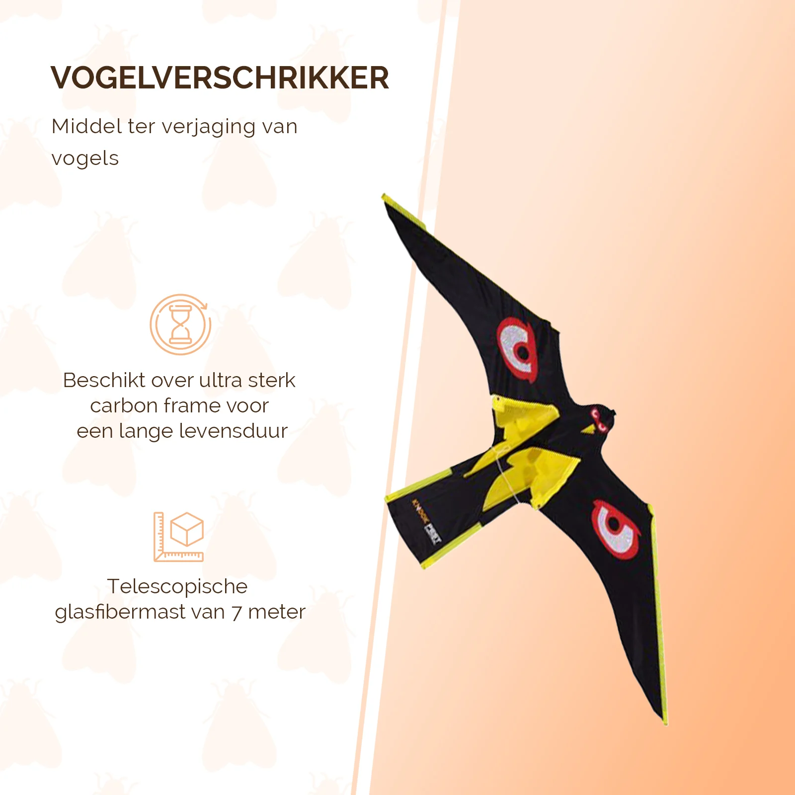 Cerf volant répulsif contre les oiseaux avec mât en fibre de verre de 7 m – Knock Pest Bird Bouncer – Image 2
