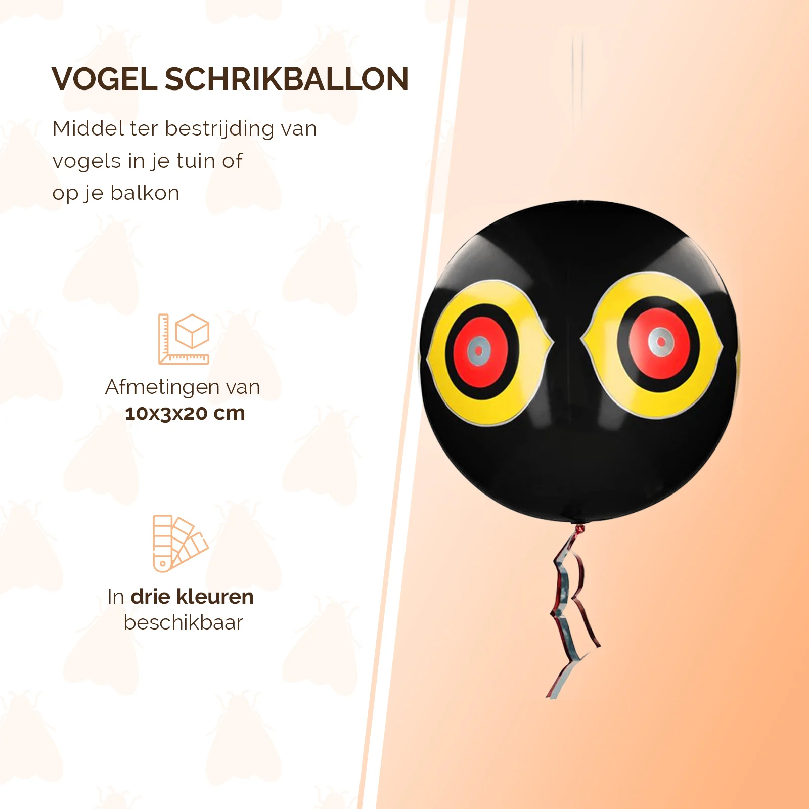 Ballon effaroucheur pour oiseaux avec corde de suspension, noir, Ø 40 cm – Knock Pest – Image 3