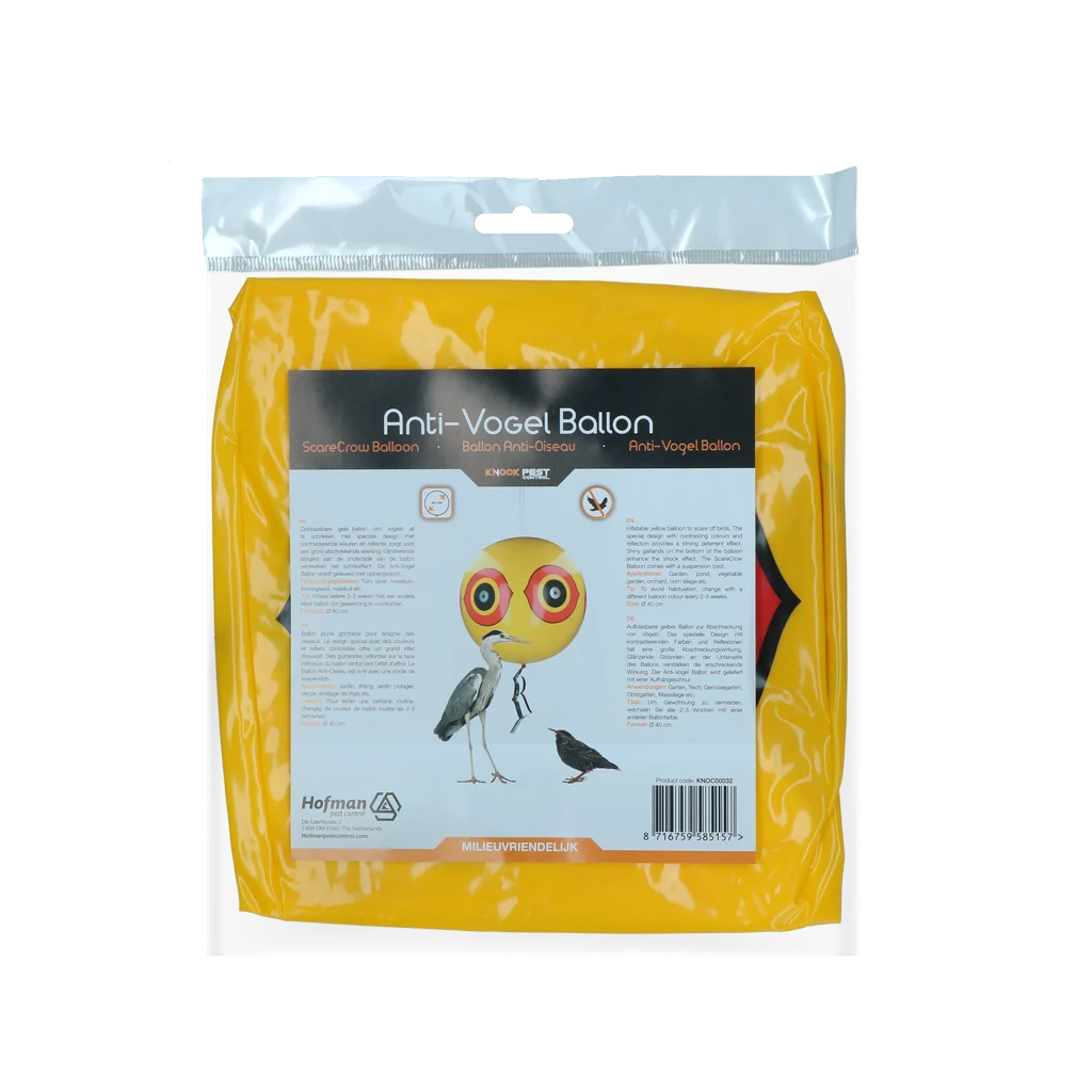 Ballon effaroucheur pour oiseaux avec cordelette de suspension, jaune, Ø 40 cm – Knock Pest – Image 2
