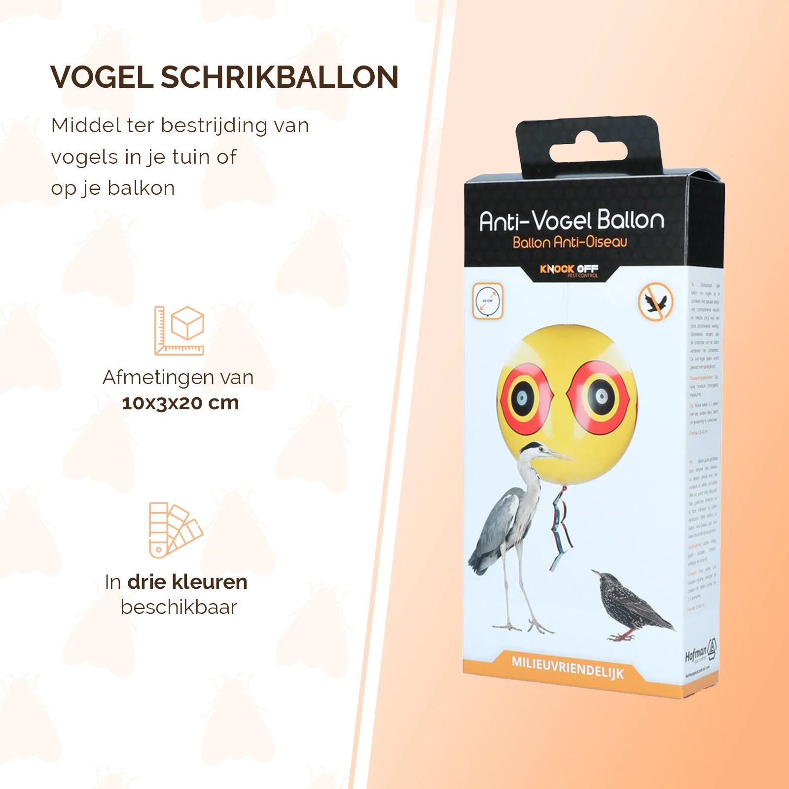 Ballon effaroucheur pour oiseaux avec cordelette de suspension, jaune, Ø 40 cm – Knock Pest – Image 3