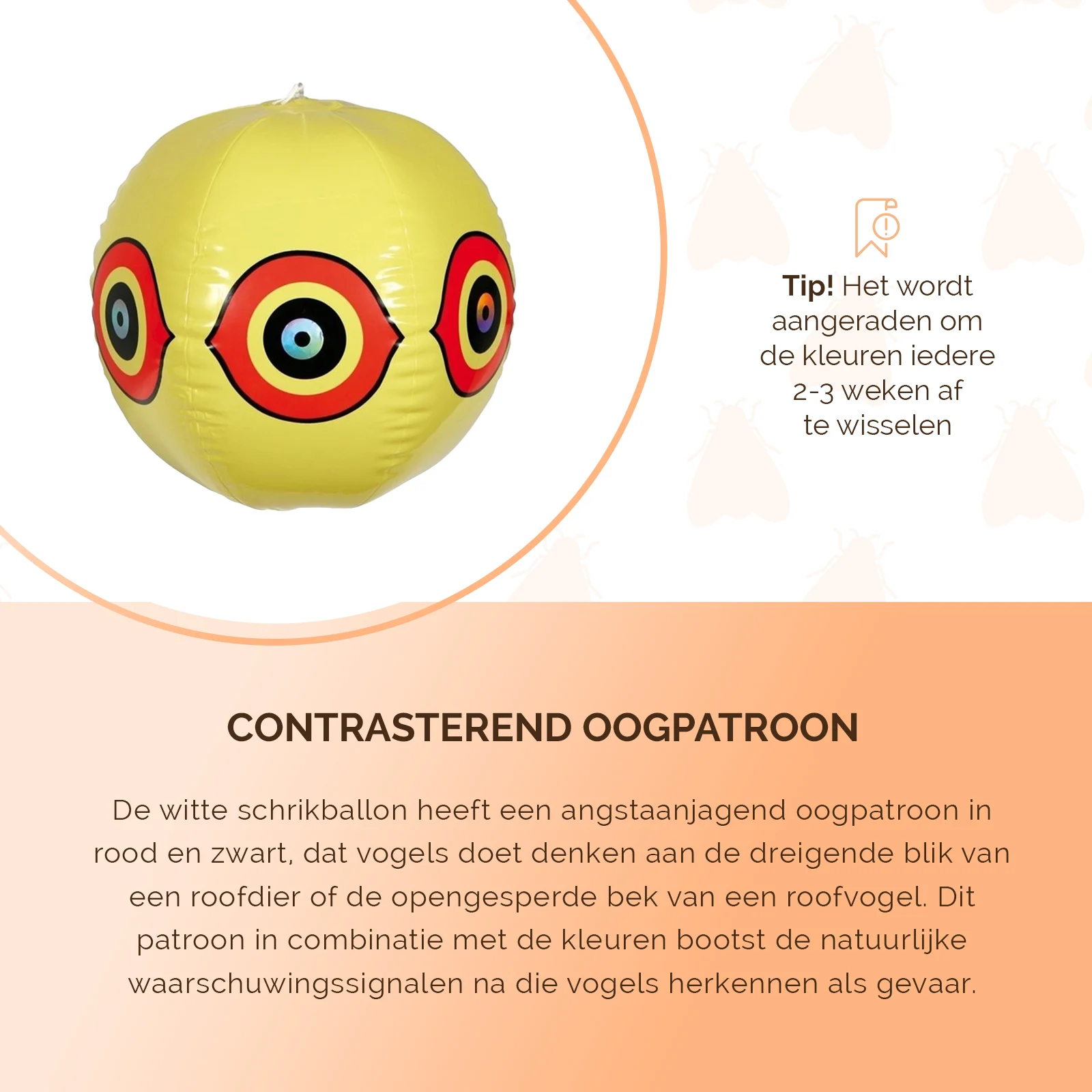 Ballon effaroucheur pour oiseaux avec cordelette de suspension, jaune, Ø 40 cm – Knock Pest – Image 5