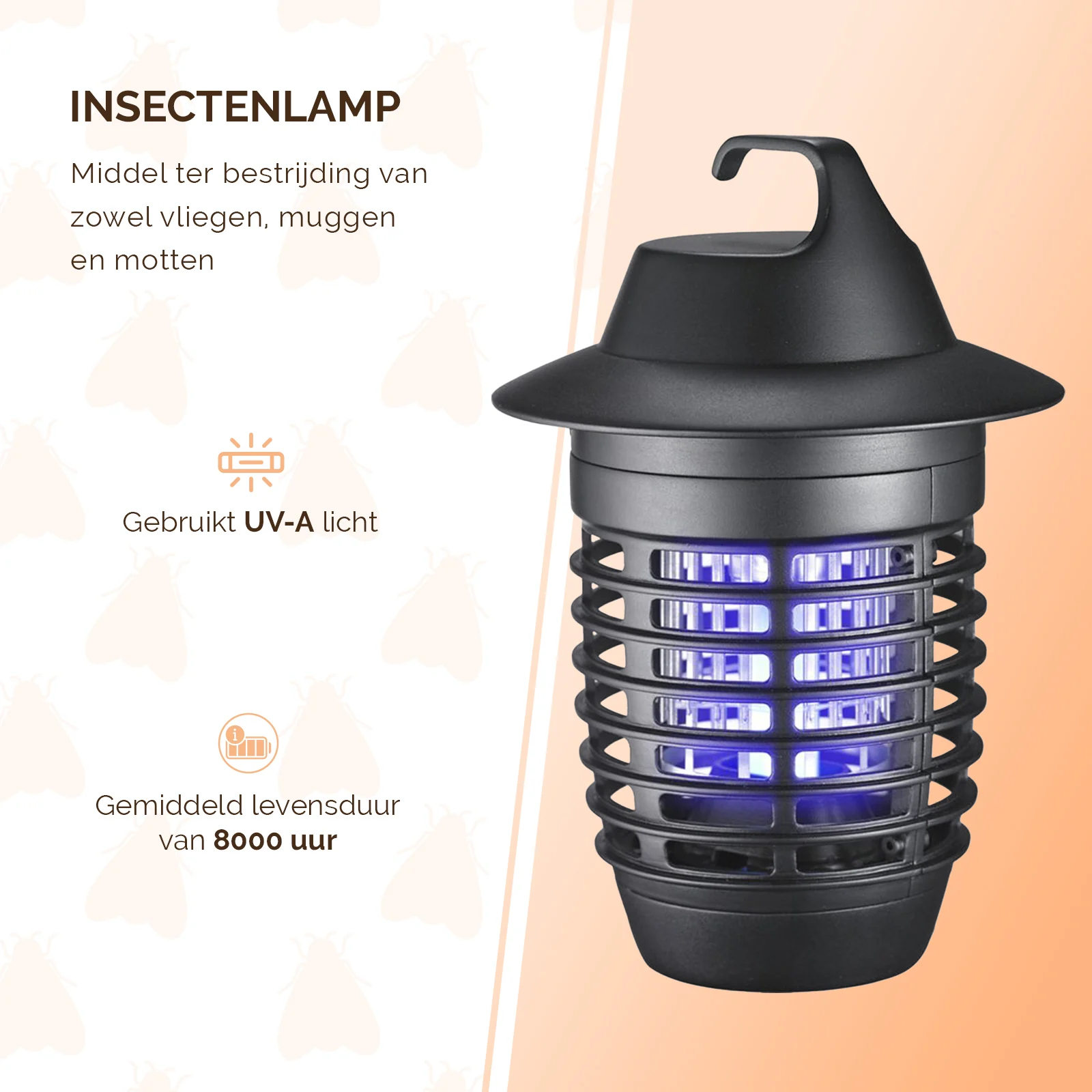 Lampe anti insectes UV-A avec grille électrifiée, 5 W – Knock Pest Insect Killer – Image 2