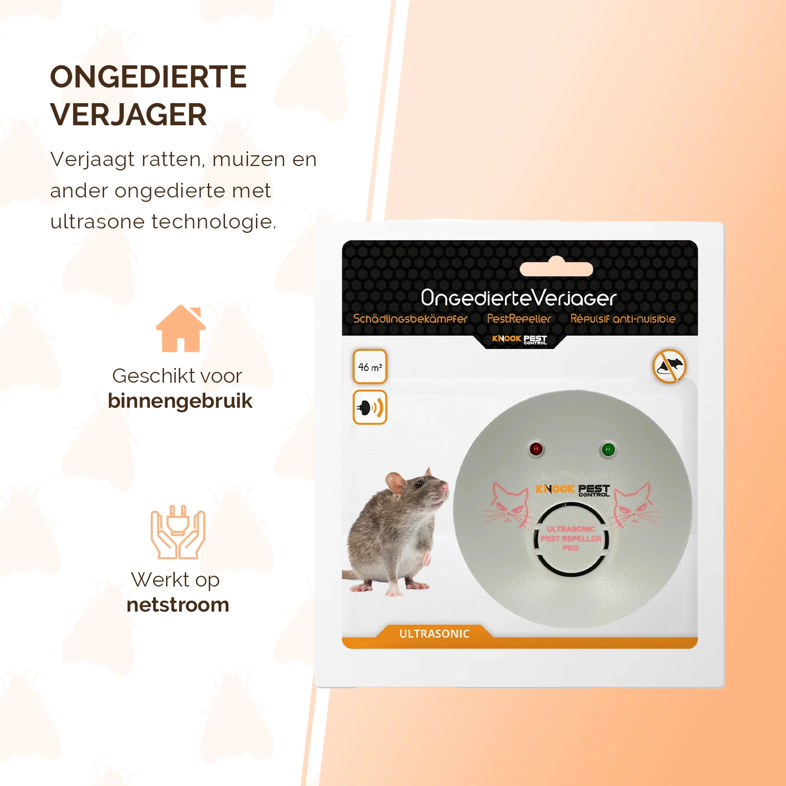 Répulsif antiparasitaire à ultrasons sur secteur, jusqu’à 46 m² – Knock Pest Ultrasonic Pest Repeller Home – Image 5