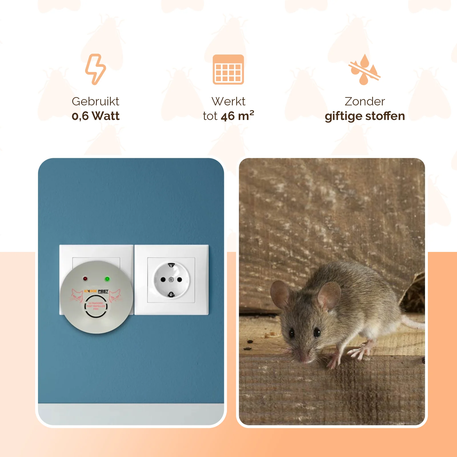 Répulsif antiparasitaire à ultrasons sur secteur, jusqu’à 46 m² – Knock Pest Ultrasonic Pest Repeller Home – Image 6