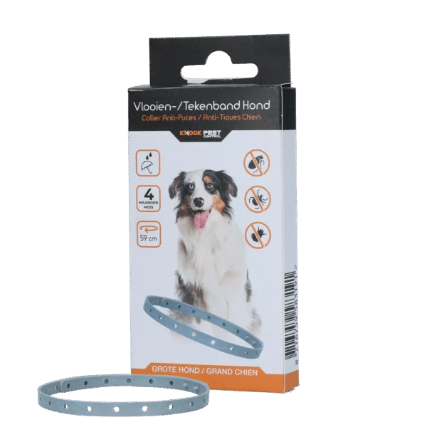 Collier anti tiques et anti puces pour chien, 59 cm, néerlandais et français – Knock Pest