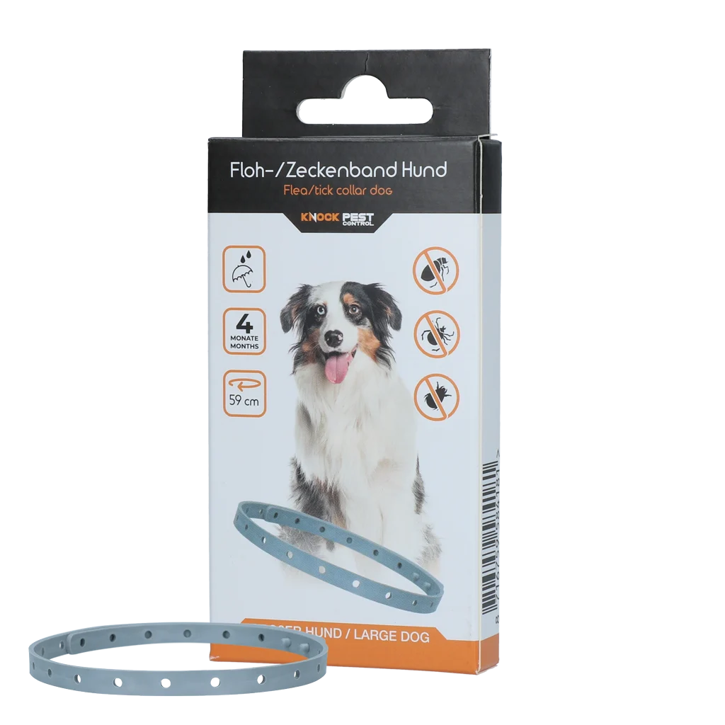 Collier anti tiques et anti puces pour chien, 59 cm, allemand et anglais – Knock Pest – Image 1