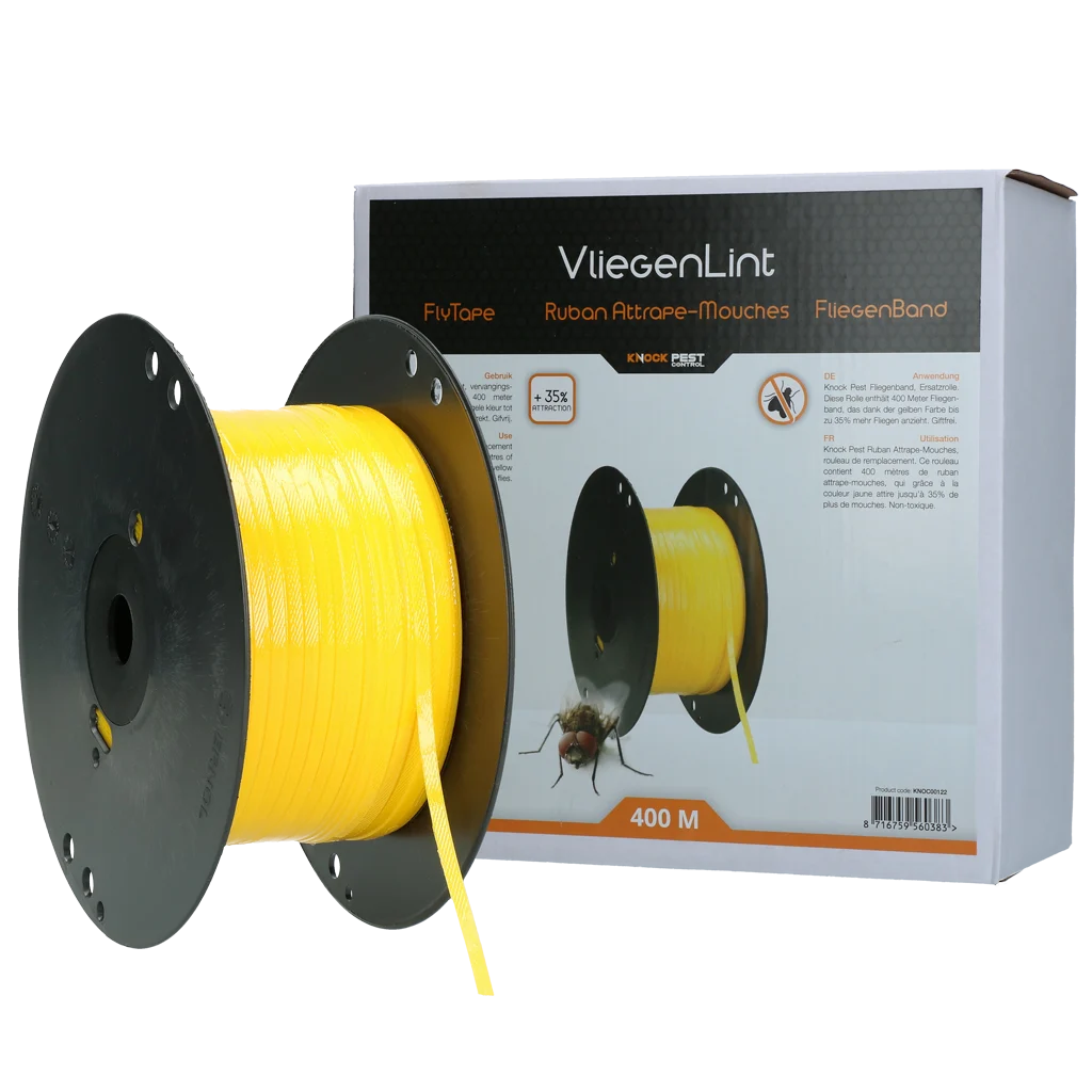 Rouleau de rechange pour ruban anti-mouches jaune, 400 m – Knock Pest – Image 1