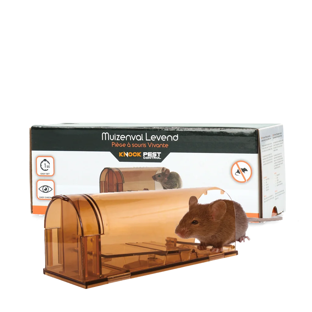 KNOC00137.png Piège à souris vivant en polycarbonate avec porte appât – Knock Pest – Image 1