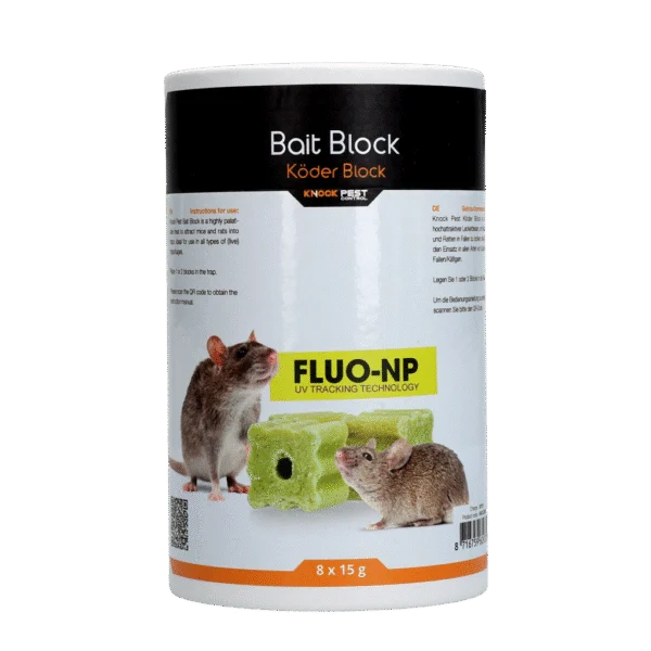 Blocs appâts pour souris et rats, 8 x 15 g – Knock Pest Lokmiddel Blok Fluo-NP