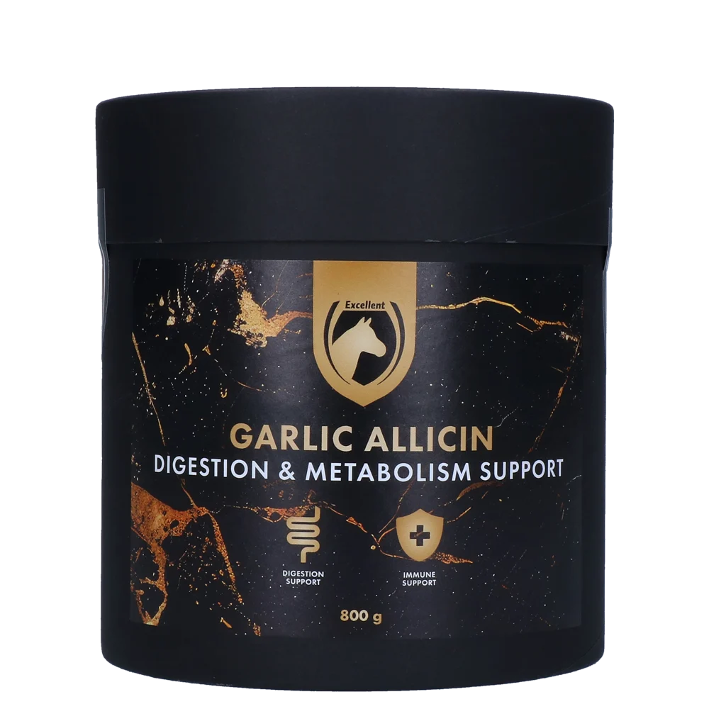 KNOF5004E.png Poudre d’ail pour chevaux, 800 g – Excellent Horse Garlic Allicin Powder – Image 1