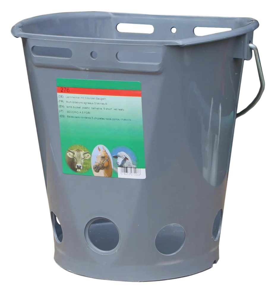 LAMB0005.png Seau à tétines Lambar plat sur deux côtés avec 5 trous pour tétines, sans tétines, gris, 8 l – Image 1