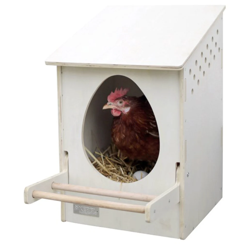 Pondoir en bois pour poules avec perchoir rabattable, dimensions intérieures 30 x 29 cm – Kerbl – Image 2