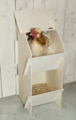 Nid de ponte en bois pour poules à 2 compartiments, dimensions intérieures 27 x 31 cm – Kerbl Duo – Image 2