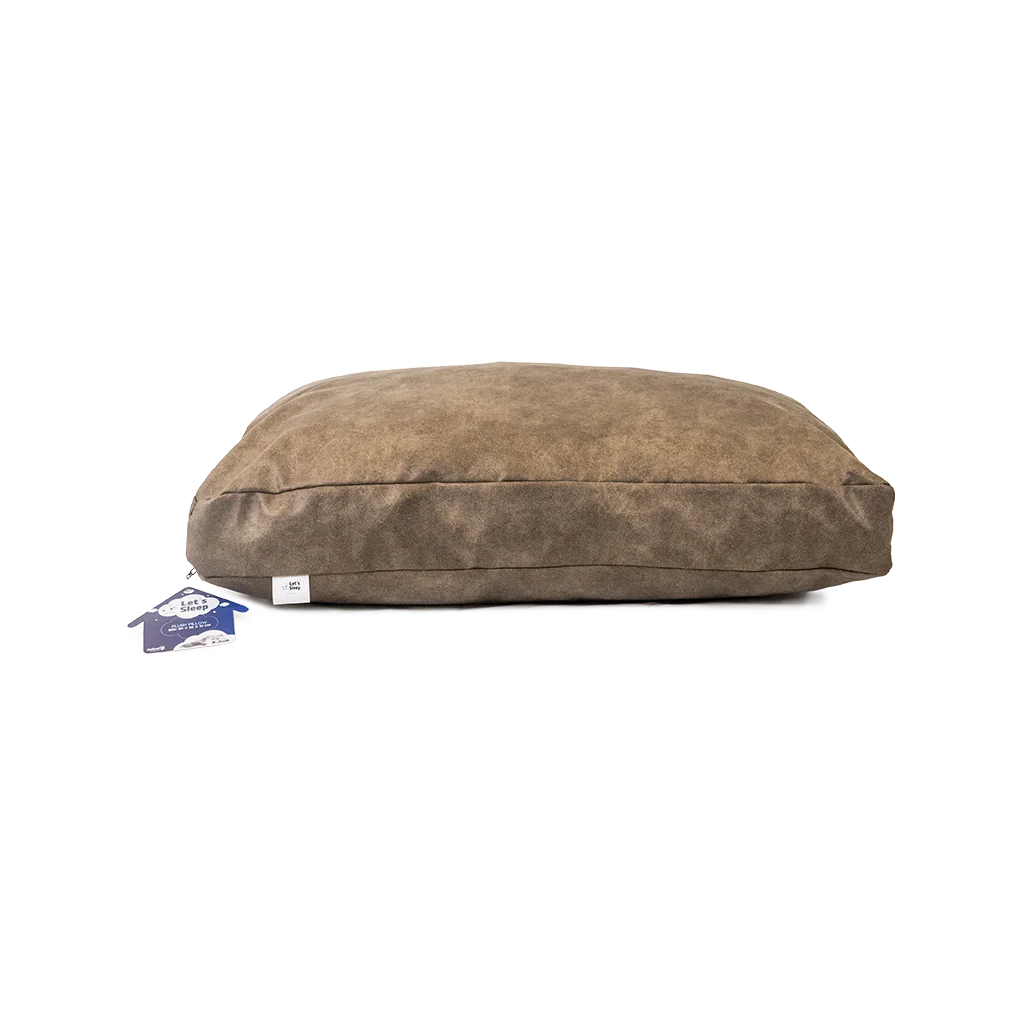 Coussin pour chien à flocons de mousse M taupe, 80 x 55 x 10 cm – Let's Sleep Plush Pillow – Image 1