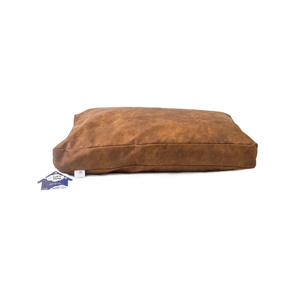 Coussin pour chien à flocons de mousse L cognac, 100 x 75 x 10 cm – Let's Sleep Plush Pillow – Image 1