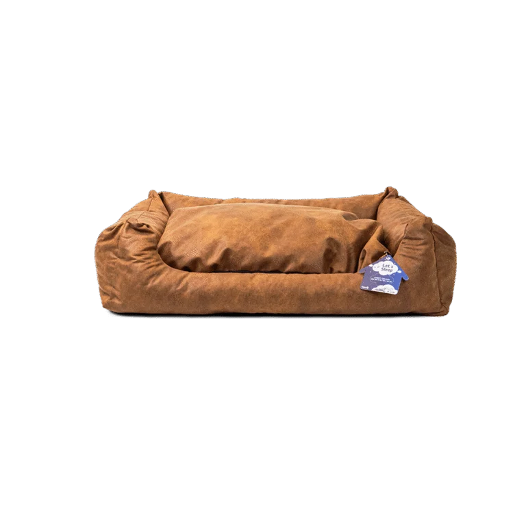 Panier pour chien avec coussin amovible L cognac – Let's Sleep Sweet Dreams