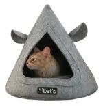 Tente tipi pour chat en feutre avec coussin, 50 x 45 cm, grise – Let's Sleep Pet Cave TeePee – Image 2