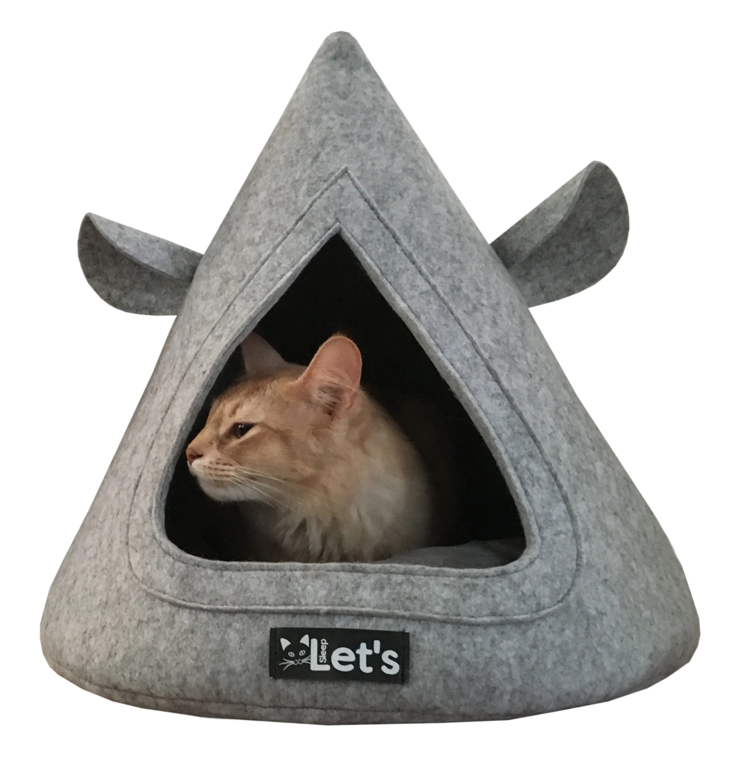 Tente tipi pour chat en feutre avec coussin, 50 x 45 cm, grise – Let's Sleep Pet Cave TeePee – Image 2