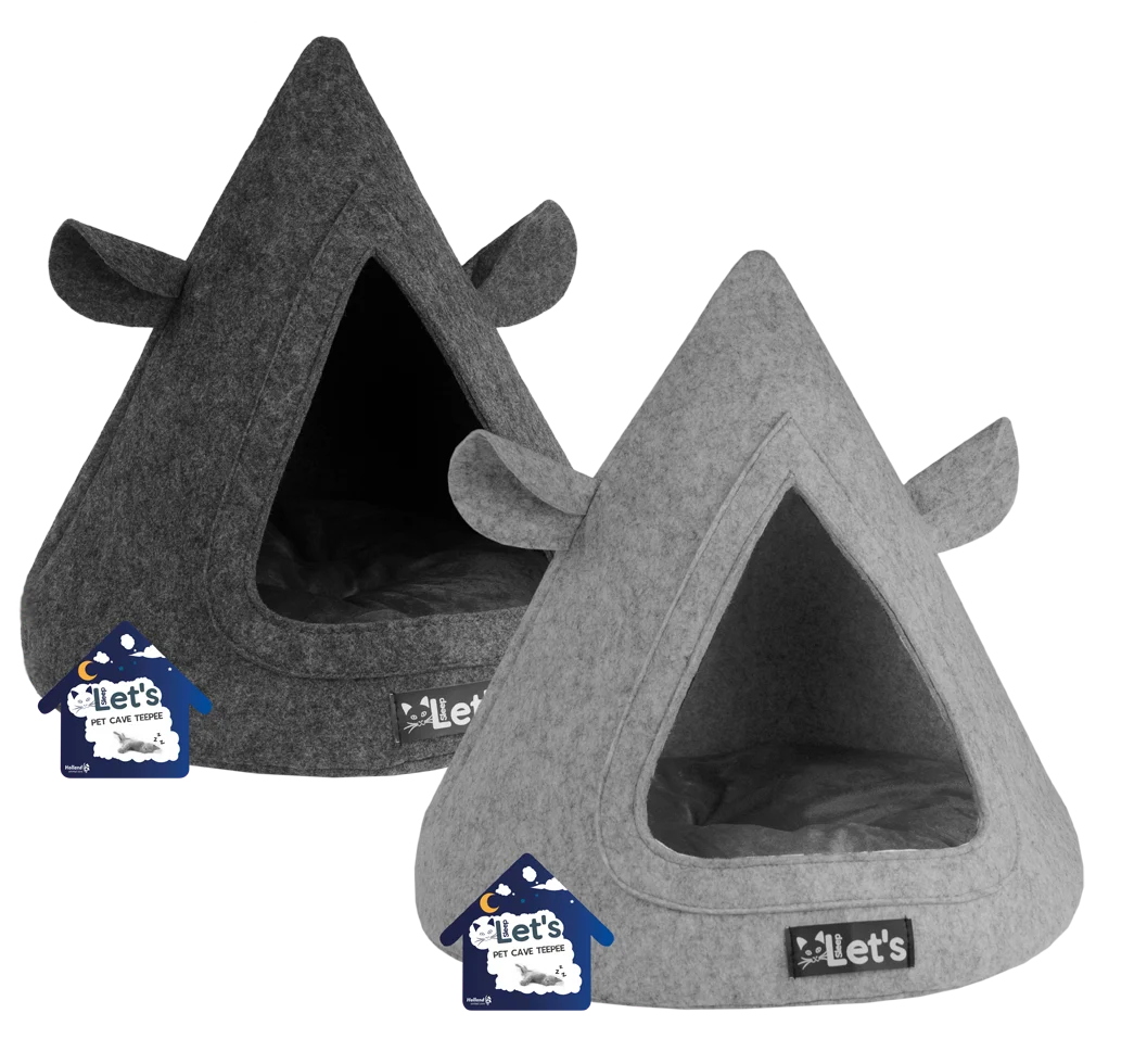 Tipi pour chat en feutre avec coussin, 50 x 45 cm, anthracite – Let's Sleep Pet Cave TeePee – Image 2