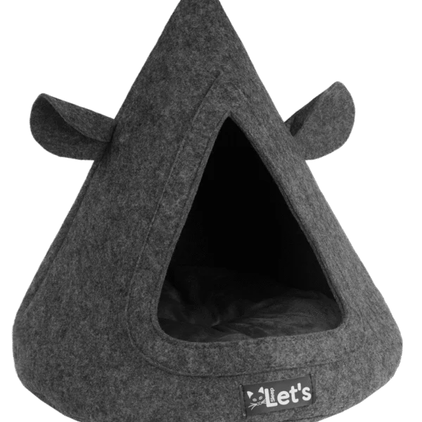 Tipi pour chat en feutre avec coussin, 50 x 45 cm, anthracite – Let's Sleep Pet Cave TeePee