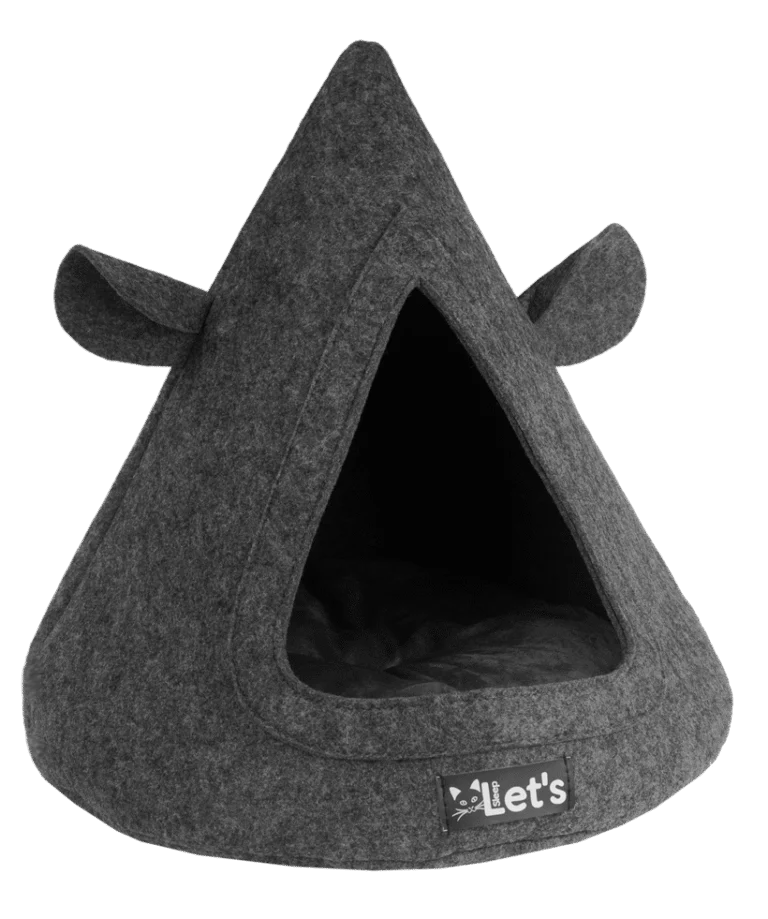 Tipi pour chat en feutre avec coussin, 50 x 45 cm, anthracite – Let's Sleep Pet Cave TeePee