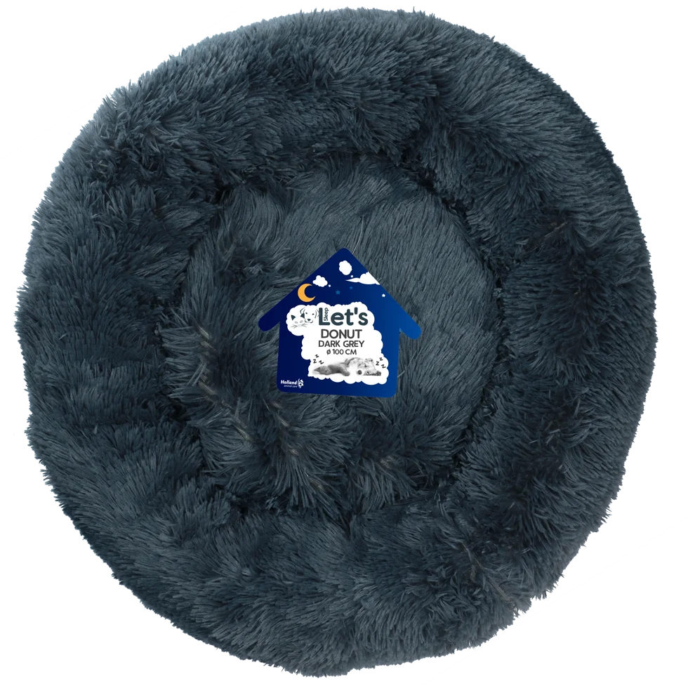 LETS381F.png Panier donut pour chien, gris foncé XXL, ø 100 cm – Let's Sleep Donut – Image 1