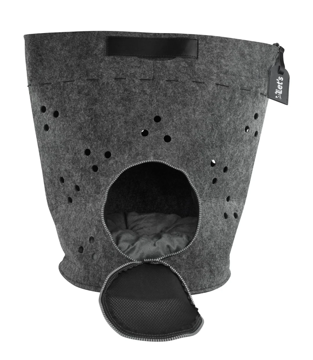 Sac de transport pour chat avec ouverture sur le dessus et coussin, anthracite – Let's Sleep Let's Travel – Image 2