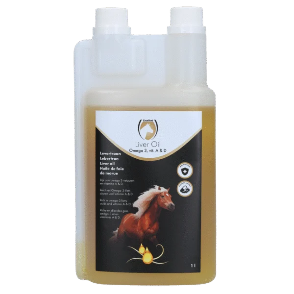 Huile de foie de morue avec oméga 3 et vitamines A et D, 1 l – Excellent Horse Liver Oil
