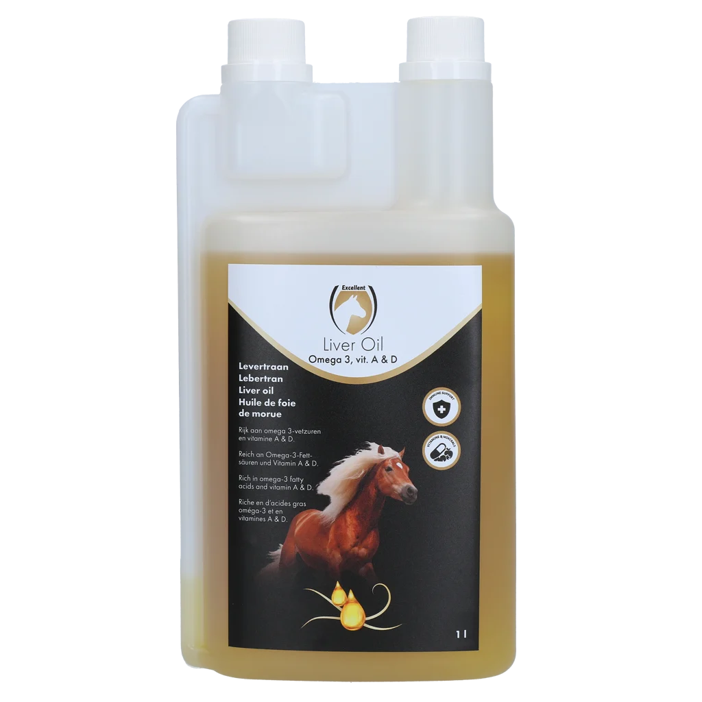 Huile de foie de morue avec oméga 3 et vitamines A et D, 1 l – Excellent Horse Liver Oil – Image 1