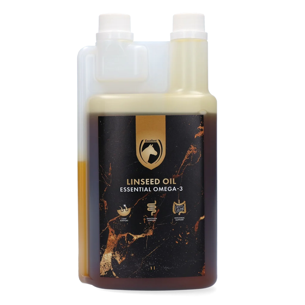 Huile de lin pour chevaux, pressée à froid, 1 l – Excellent Horse Linseed Oil – Image 1
