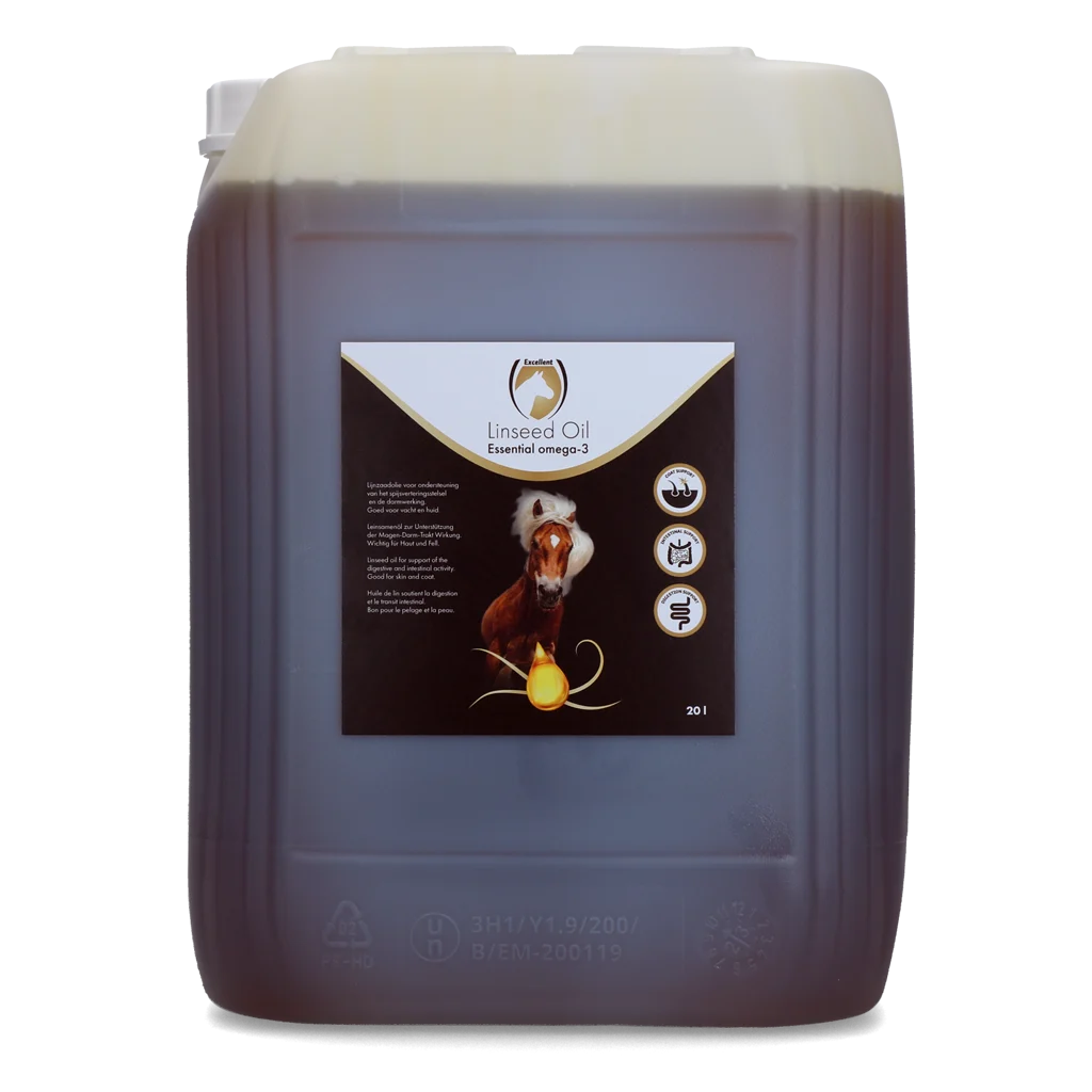 Huile de lin pour chevaux, pressée à froid, 20 l – Excellent Horse Linseed Oil – Image 1