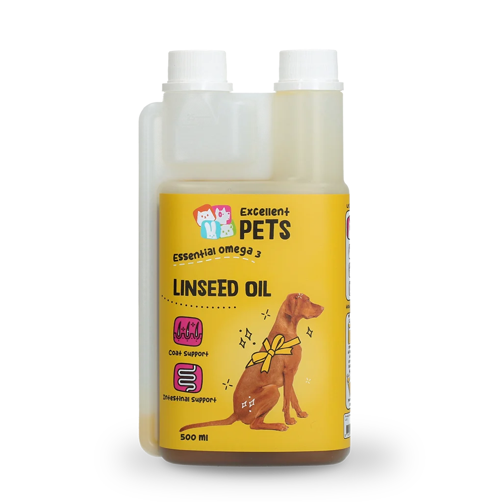 Huile de lin pour chiens avec oméga 3, pressée à froid, 500 ml – Excellent Pets Linseed Oil – Image 1