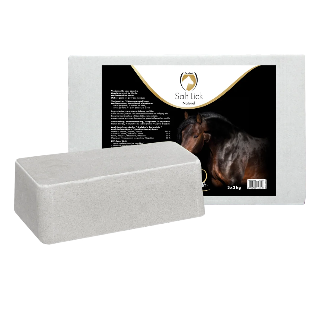 Pierre à lécher en sel gemme pour chevaux, 3 x 2 kg – Excellent Horse Salt Lick Naturel – Image 1