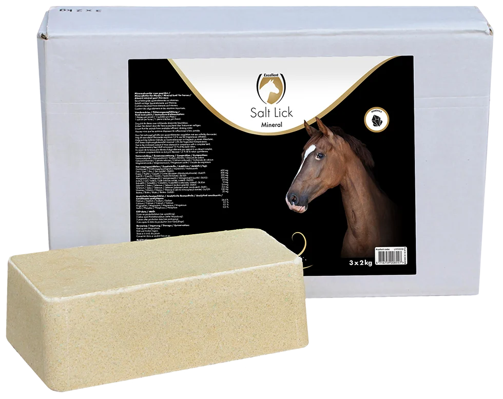 Pierre à lécher aux minéraux pour chevaux, 3 x 2 kg – Excellent Horse Salt Lick Mineral – Image 1