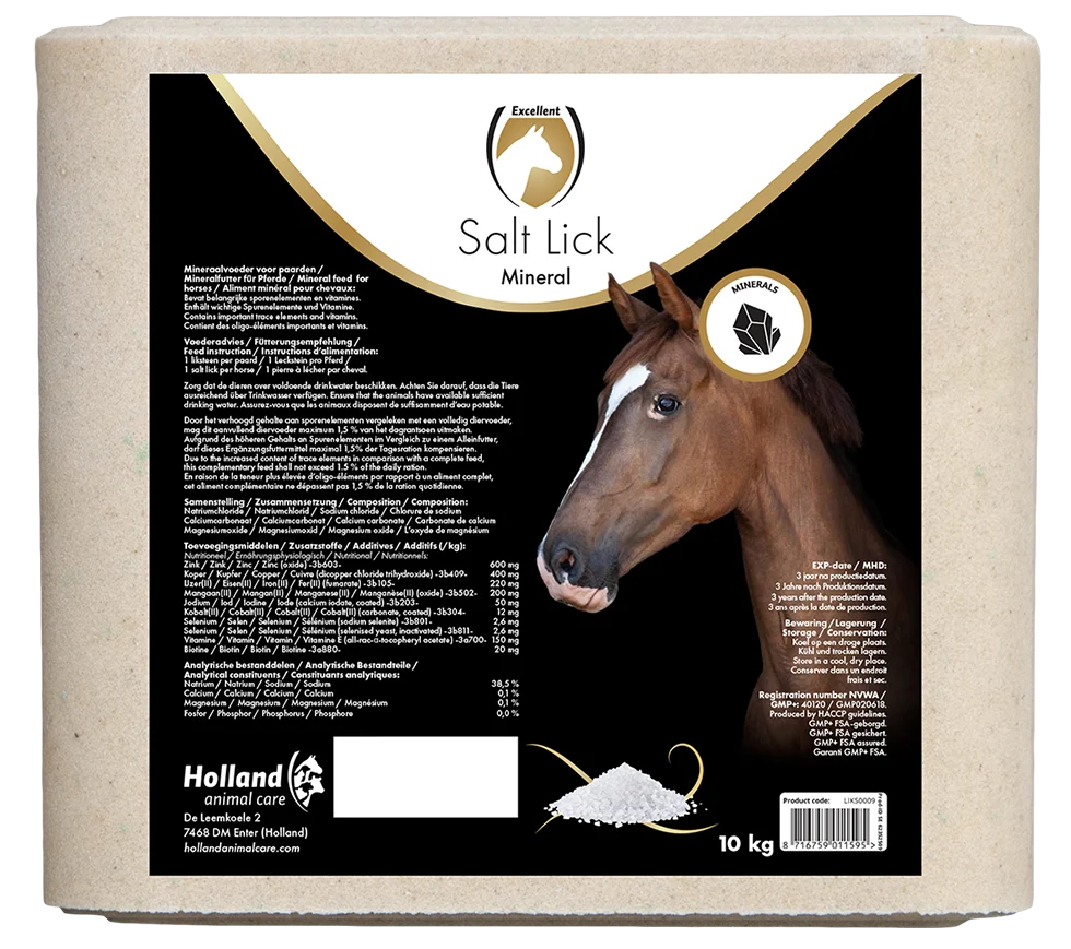 Pierre à lécher aux minéraux pour chevaux, 10 kg – Excellent Horse Salt Lick Mineral – Image 1