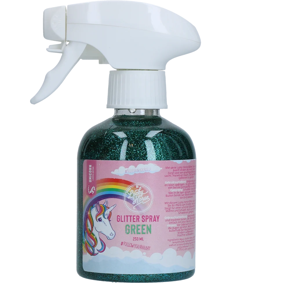 Spray pailleté pour chevaux, vert, 250 ml – Lucky Horse Unicorn, spray pailleté – Image 1
