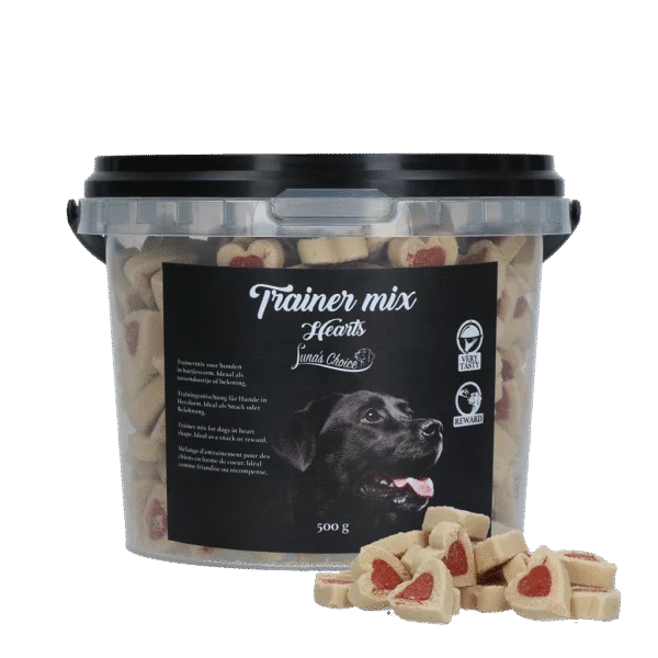 Friandises d’entraînement à la viande et au saumon, cœurs, 500 g – Luna's Choice Trainer Mix Hartjes