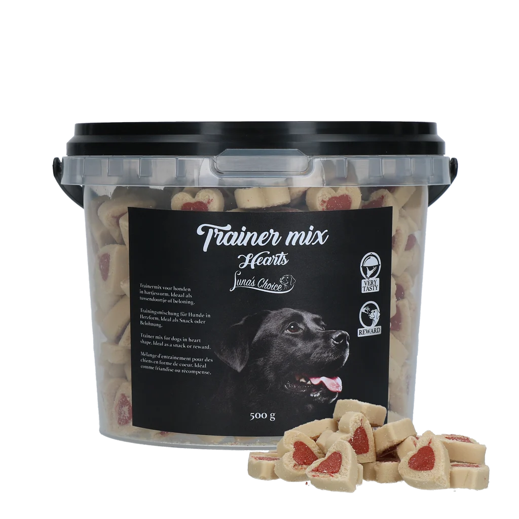 Friandises d’entraînement à la viande et au saumon, cœurs, 500 g – Luna's Choice Trainer Mix Hartjes – Image 1