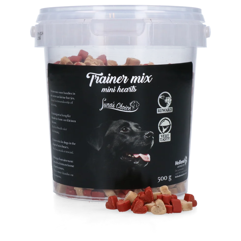 Friandises d’entraînement à la viande et au saumon, petits cœurs, 500 g – Luna's Choice Trainer Mix Hartjes (klein) – Image 1