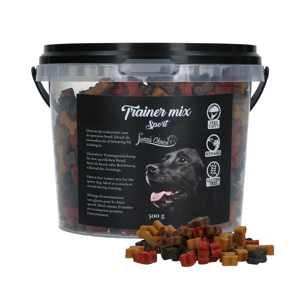 LUNA0043.png Friandises d’entraînement pour chiens, moelleuses et sans gluten, 500 g – Luna's Choice Trainer Mix Sport – Image 1