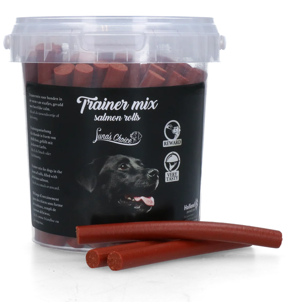 Bâtonnets au saumon pour chiens, tendres, 11 cm, 500 g – Luna's Choice Trainer Mix bâtonnets au saumon – Image 1