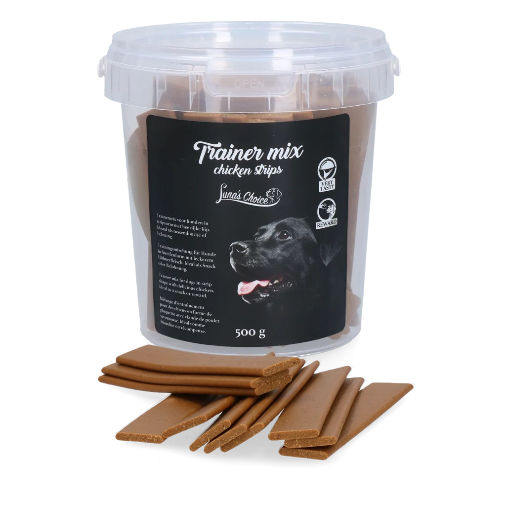 Friandises d’éducation au poulet, lamelles moelleuses, 500 g – Luna's Choice Trainer Mix Chicken strips – Image 1