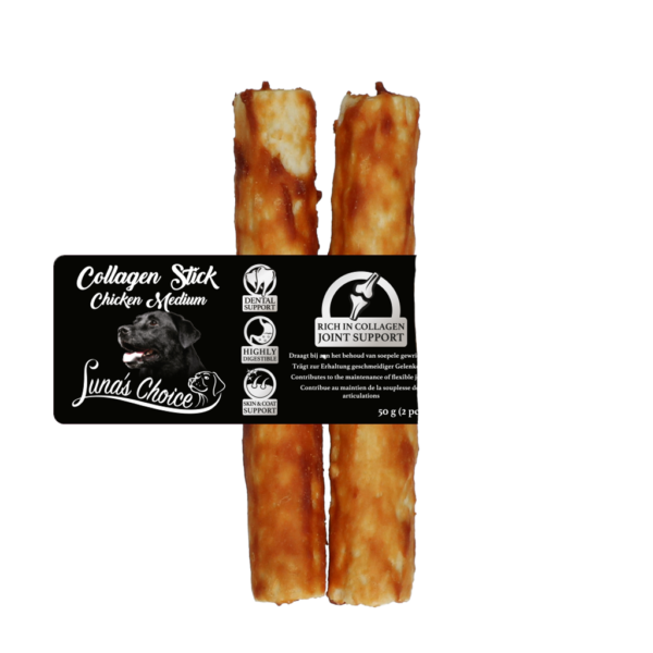 Bâton à mâcher pour chiens au poulet, M, 12,5 x 2,5 cm – Luna's Choice Collagen Chews Stick