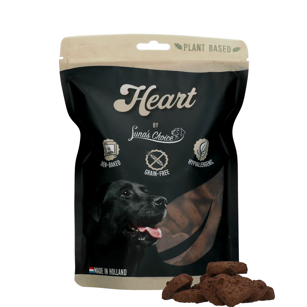 Biscuits pour chien végétaux et sans céréales, en forme de cœur, 48 pièces, 360 g – Luna's Choice Plant Based Heart – Image 1