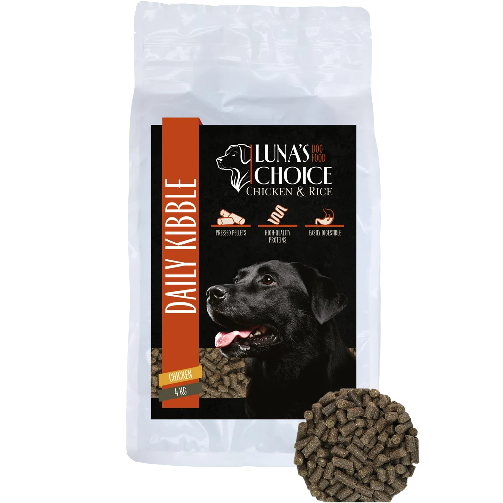 LUNA032.png Aliment pressé pour chiens au poulet et au riz, 4 kg – Luna's Choice Adult Kip/Rijst – Image 1