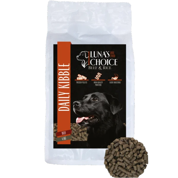 Aliment pressé pour chiens au bœuf et au riz, 4 kg – Luna's Choice Adulte bœuf/riz