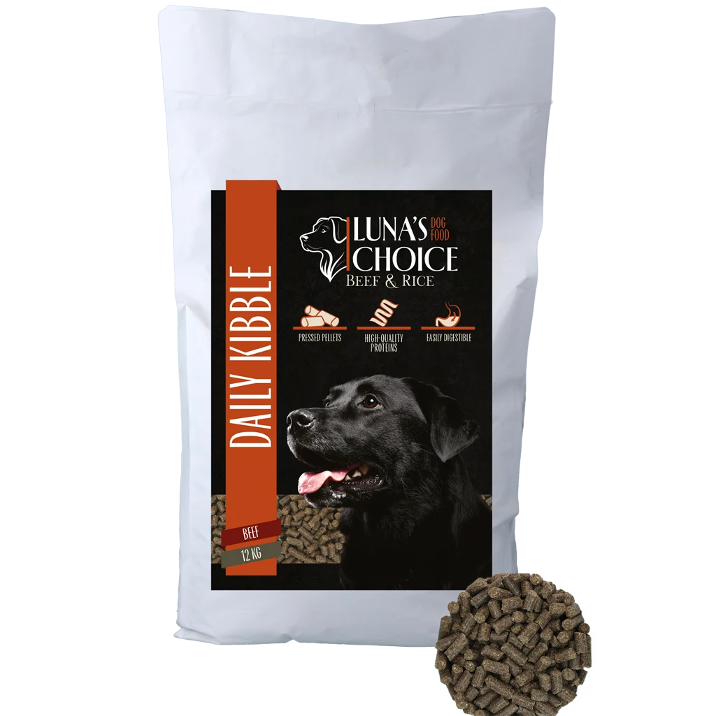 LUNA035.png Aliment pressé pour chien au bœuf et au riz, 12 kg – Luna's Choice Adult Rund/Rijst – Image 1