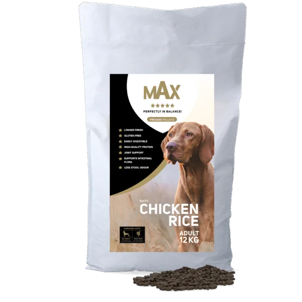 Aliment pressé pour chien au poulet et au riz, 12 kg – Max Adult Geperste Brokken Kip & Rijst