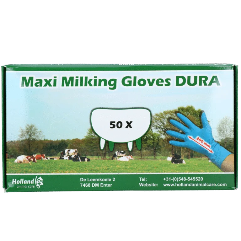 Gants de traite extra épais et longs, taille XL (9 à 10), 50 unités – Hofman Animal Care Maxi Milking Gloves DURA