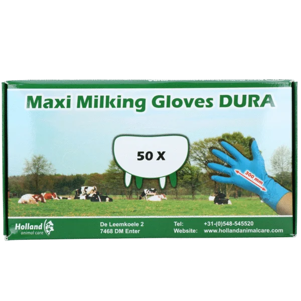 Gants de traite extra épais et longs, taille XXL (10), 50 pièces – Hofman Animal Care Maxi Milking Gloves DURA